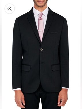 Men’s Con.struct Black Solid Stretch Knit Blazer Formal Tapered Comfort Wedding